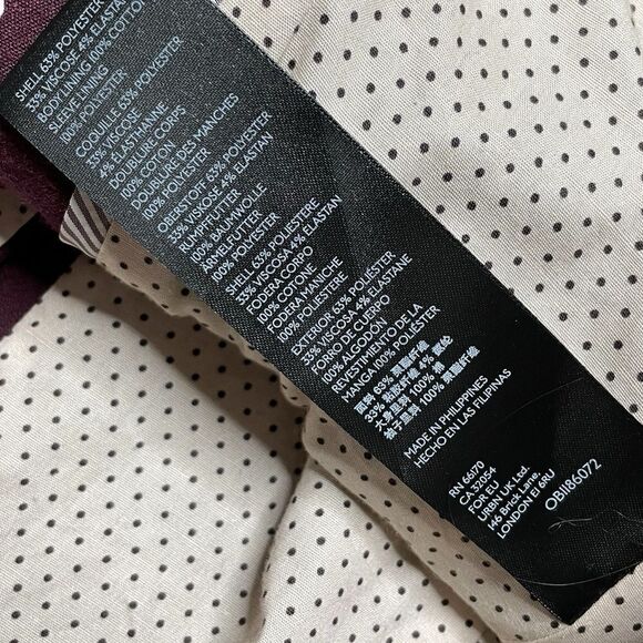 ANTHROPOLOGIE Jessica Blazer Burgundy / Wine Size Small - Picture 9 of 10